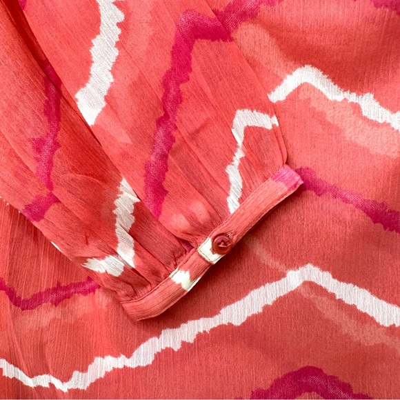 Chicos Semi Sheer Long Sleeve Tunic Top Womens Size 2 (large) Beaded Pink/Orange - Picture 8 of 13